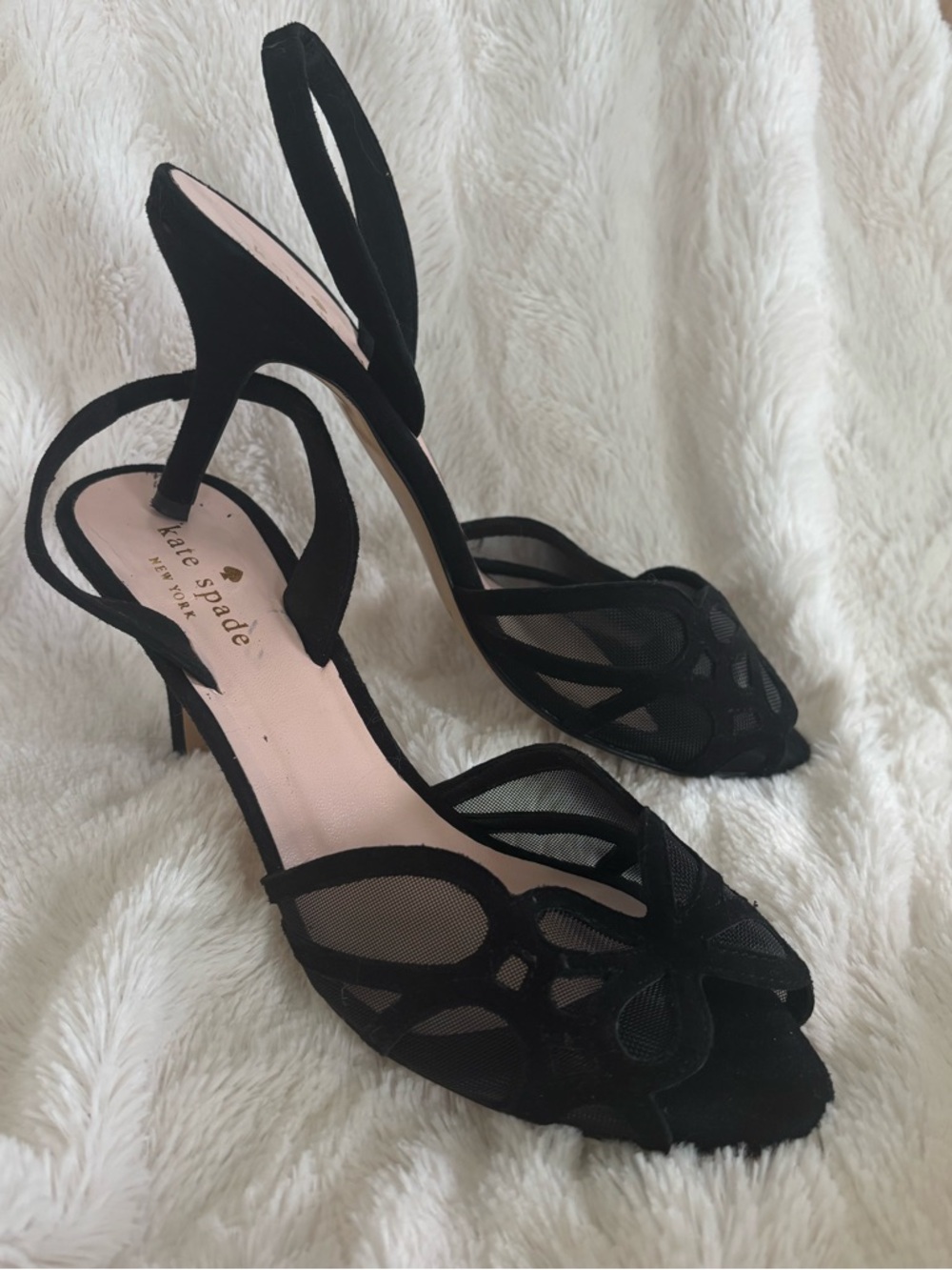 Kate Spade Black Lace Peep Toe Heels
